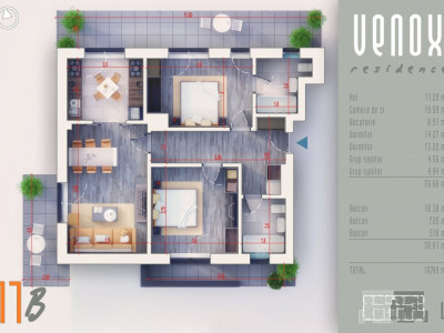Metrou Teclu -Apartament 3 camere cu 2 balcoane, terasa -Titan -bonus parcare!