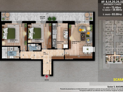 Apartament 3 camere cu terasa - Metrou Nicolae Teclu - Theodor Pallady - Titan