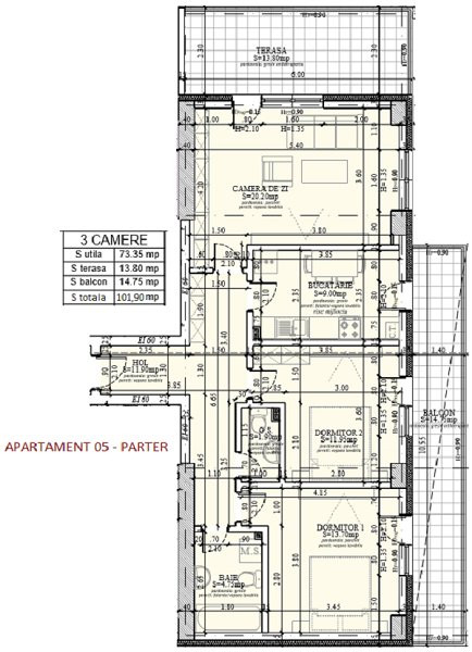 Apartament 3 camere cu 2 terase - Theodor Pallady - Metrou Nicolae Teclu