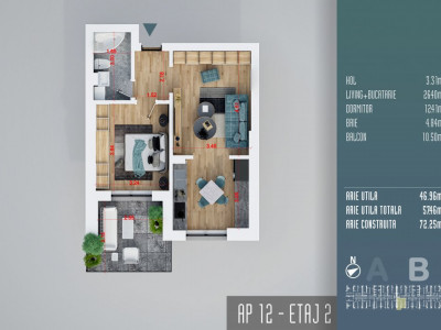 Titan Auchan - Liviu Rebreanu -Apartament 2 camere tip Studio decomandat