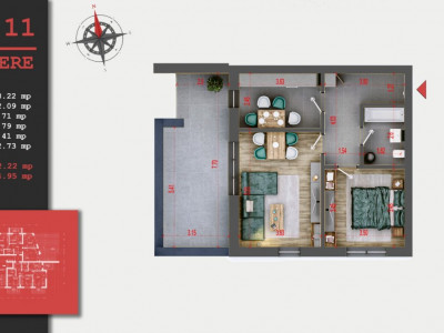 Theodor Pallady - Titanul Nou apartament 2 camere cu trasa 22,73 mp